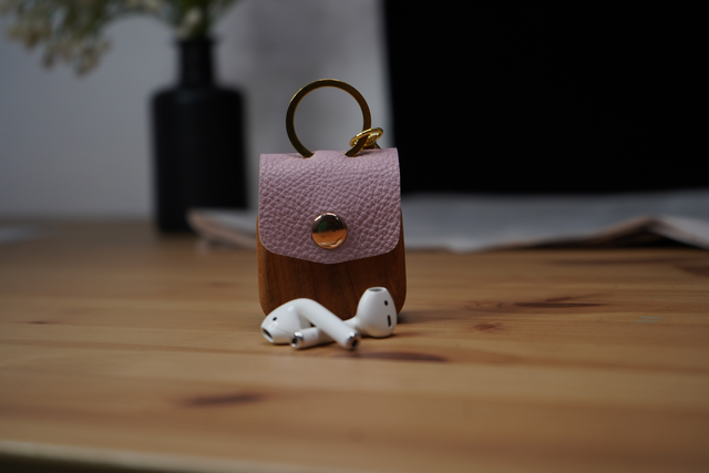 Elegant Wood AirPods Case - pink product photo