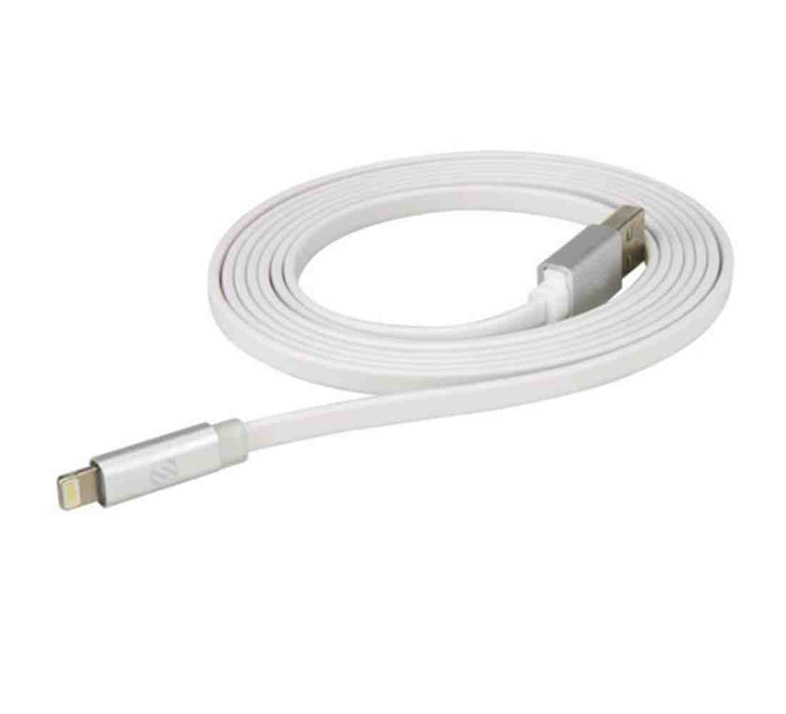 Scosche Flat-Out Led - 6 Ft Charge And Sync Cable for Lightning Devices - White