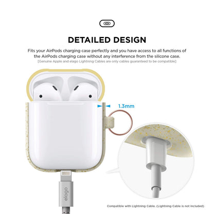 Elago Duo Hang Case for AirPods - Body-Night Glow Gold Pearl Top-Yellow Italian
