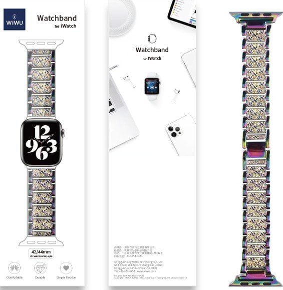 Wiwu Ultra Thin Steel Belt Three Beads Diamond Watchband for IWatch 42-44MM product photo