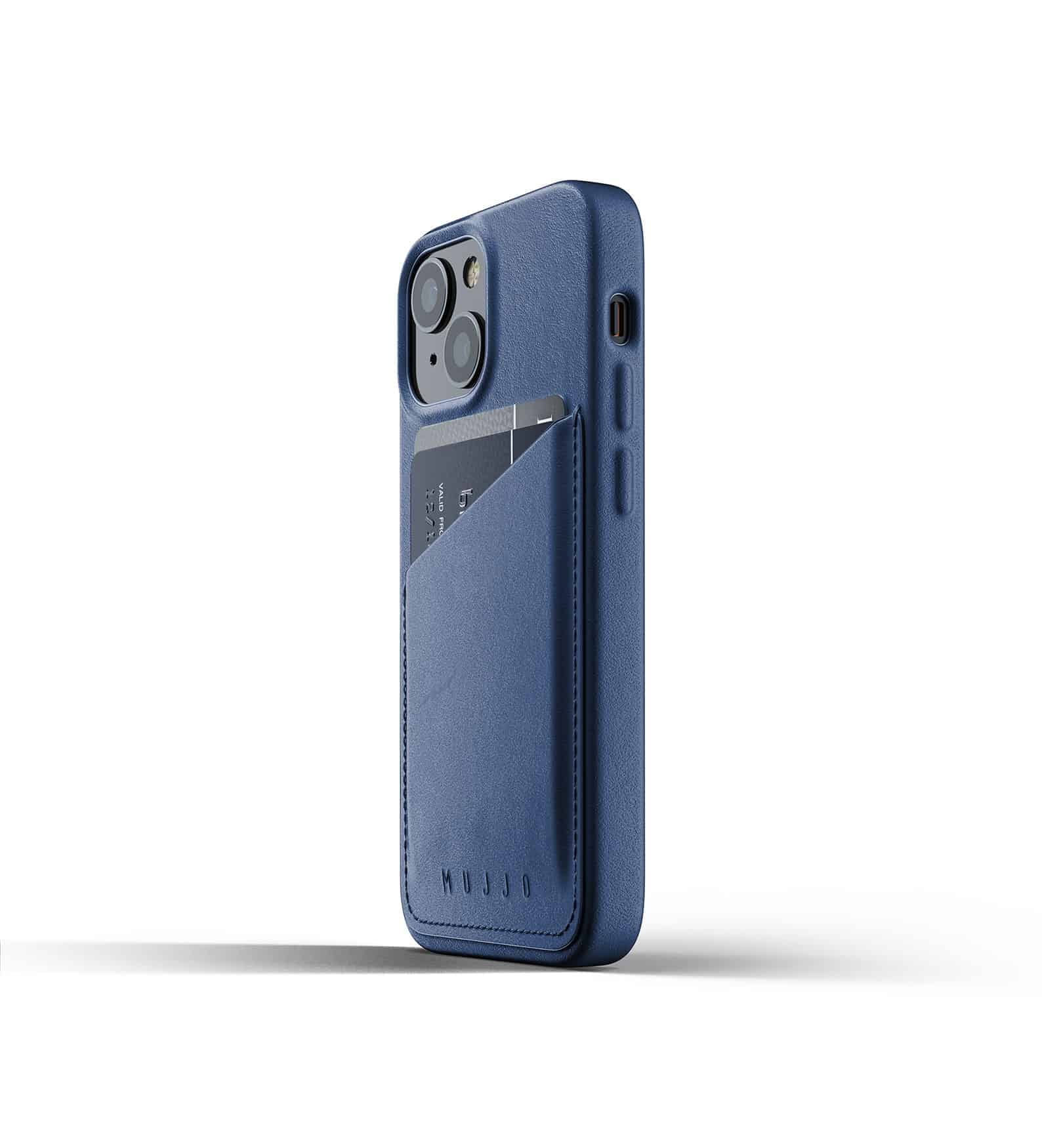 Mujjo iPhone 13 Full Leather Wallet Case - Monaco Blue