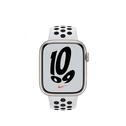 Apple Watch Nike Series 7 GPS 41mm Starlight Aluminum Case Pure Platinum Black