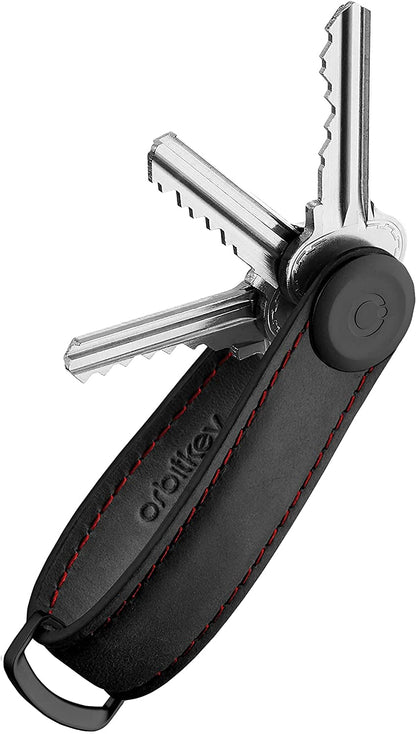 Orbitkey Crazy Horse Leather Key Organizer - Black Red product photo