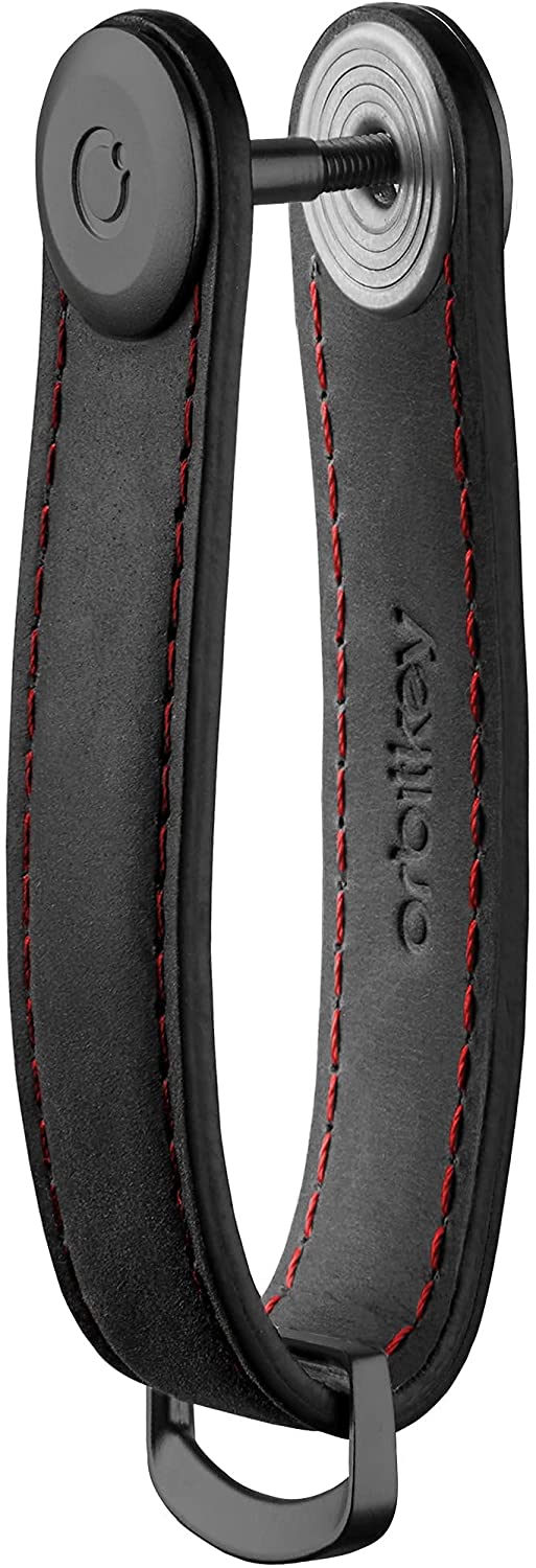 Orbitkey Crazy Horse Leather Key Organizer - Black Red product photo