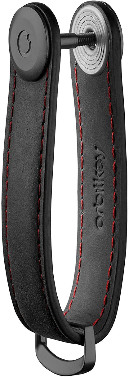 Orbitkey Crazy Horse Leather Key Organizer - Black Red product photo