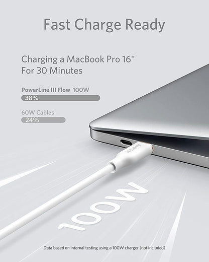 Anker PowerLine III Flow USB-C to USB-C 100W 1 8m 6ft -White product photo