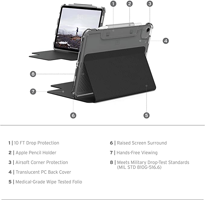 UAG iPad AIR 2020-2022- 10 9 inch -5TH GEN -iPad Pro 11 - 2018-2021 - Black product photo