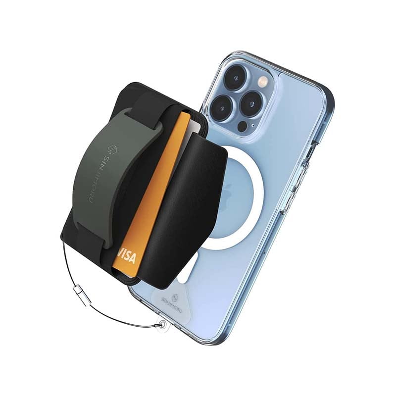 Sinjimoru M-Grip 3 in 1 Magsafe Wallet Grip & Stand - Olive Gray product photo