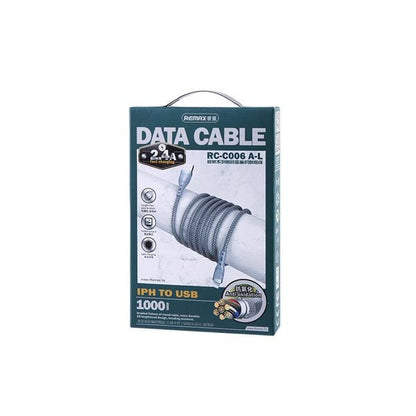 Remax Cable USB To Apple Lightning 8-pin 2 4A Sailing RC-C006 1 Meter Silver product photo