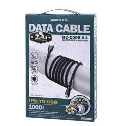 Remax USB cable - Lightning for charging and data transmission 2 4A 1m black