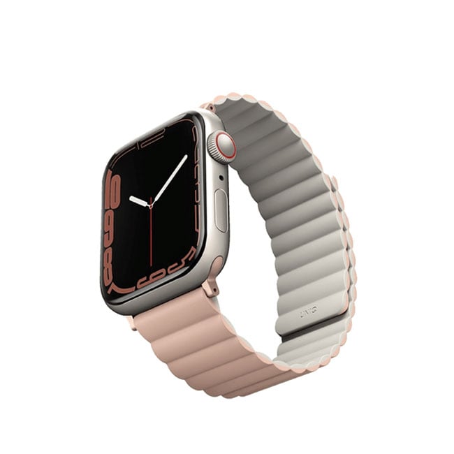 Uniq Apple Watch Series 1-7-SE Revix Magnetic Silicone Strap 42-45mm- Pink Beige