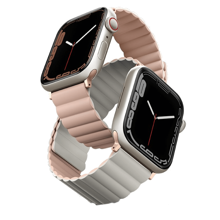 Uniq Apple Watch Series 1-7-SE Revix Magnetic Silicone Strap 42-45mm- Pink Beige
