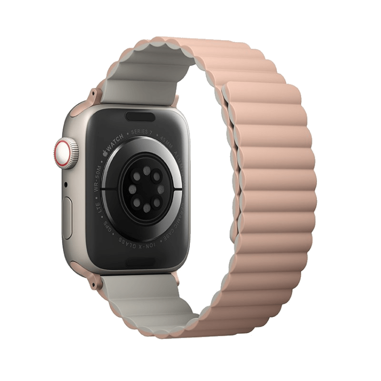 Uniq Apple Watch Series 1-7-SE Revix Magnetic Silicone Strap 42-45mm- Pink Beige