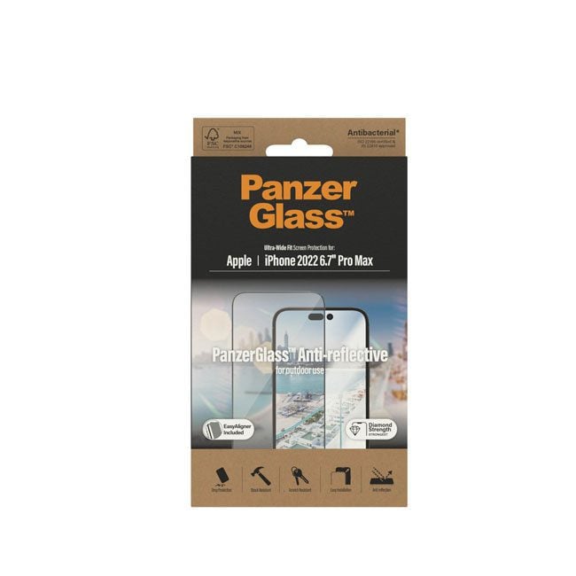 PanzerGlass iPhone 14 Pro Max Antibacterial Tempered Glass Ultra Wide Fit