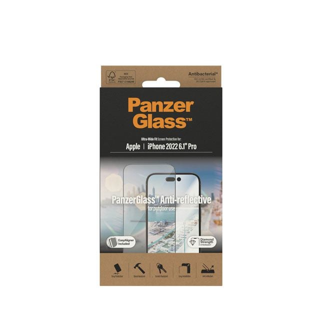 PanzerGlass iPhone 14 Pro Antibacterial Tempered Glass Ultra Wide Fit