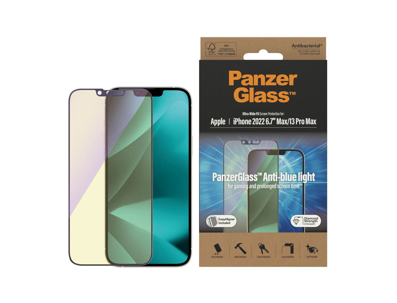 PanzerGlass iPhone 14 Plus Antibacterial Tempered Glass Ultra Wide Fit Anti