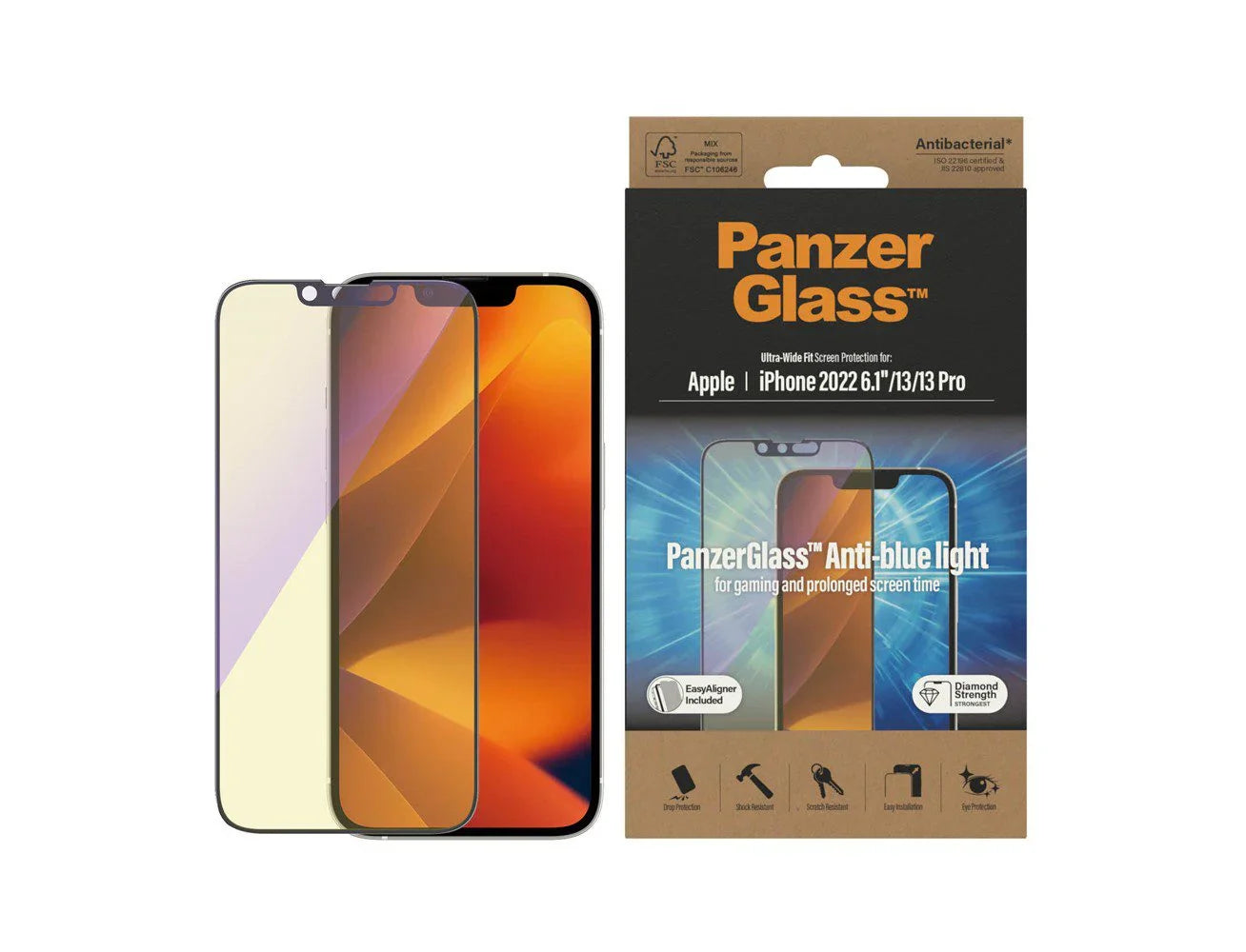 PanzerGlass iPhone 13 Pro Antibacterial Tempered Glass Ultra Wide Fit Anti product photo