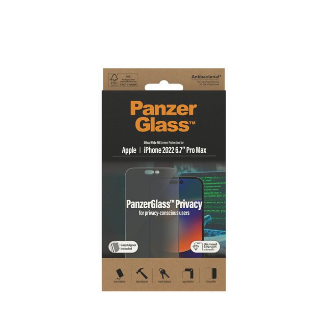 PanzerGlass iPhone 14 Pro Max Antibacterial Rimpered Glass Ultra Wide Fit
