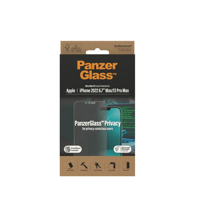 PanzerGlass iPhone 14 Plus Antibacterial Rimpered Glass Ultra Wide Fit Privacy