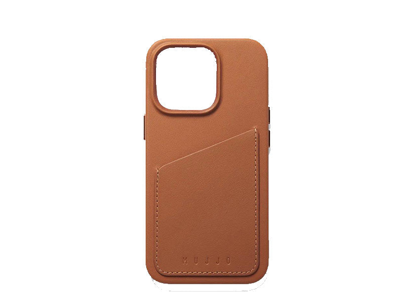 Mujjo iPhone 14 Pro Leather Wallet Case -Tan product photo