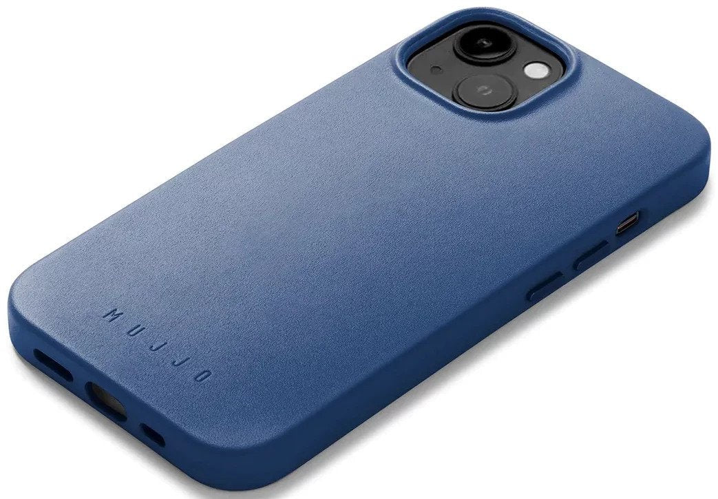 Mujjo iPhone 14 Full Leather Case with MagSafe - Blue product photo