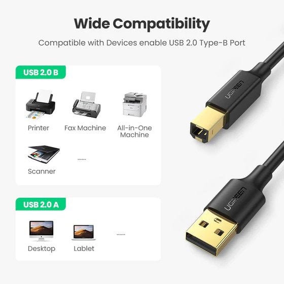 Ugreen USB 2 0 Printer Cable 1 5M product photo