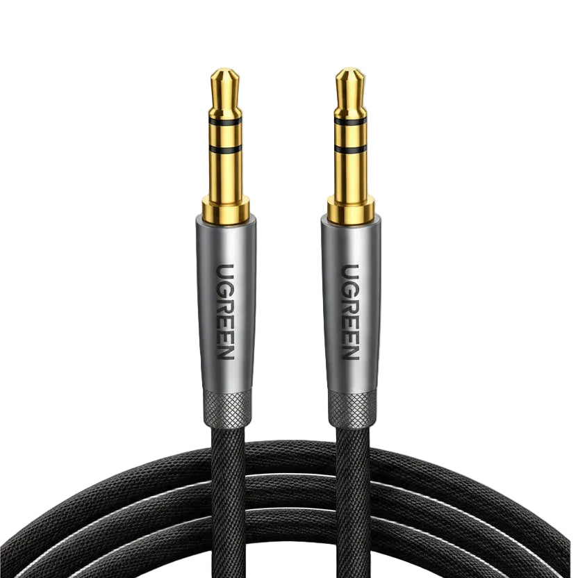 Ugreen 0 5m 3 5mm Metal Alu Case Braided Audio Cable Silver Gray product photo