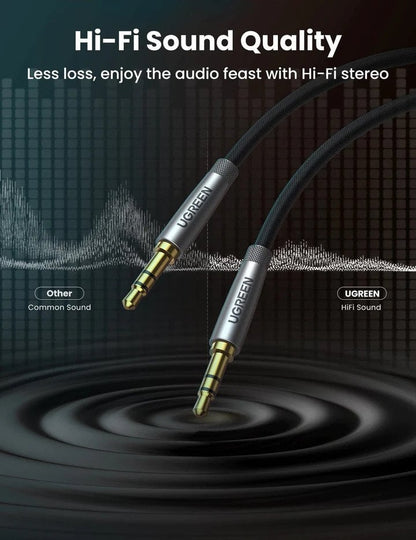 Ugreen 0 5m 3 5mm Metal Alu Case Braided Audio Cable Silver Gray product image