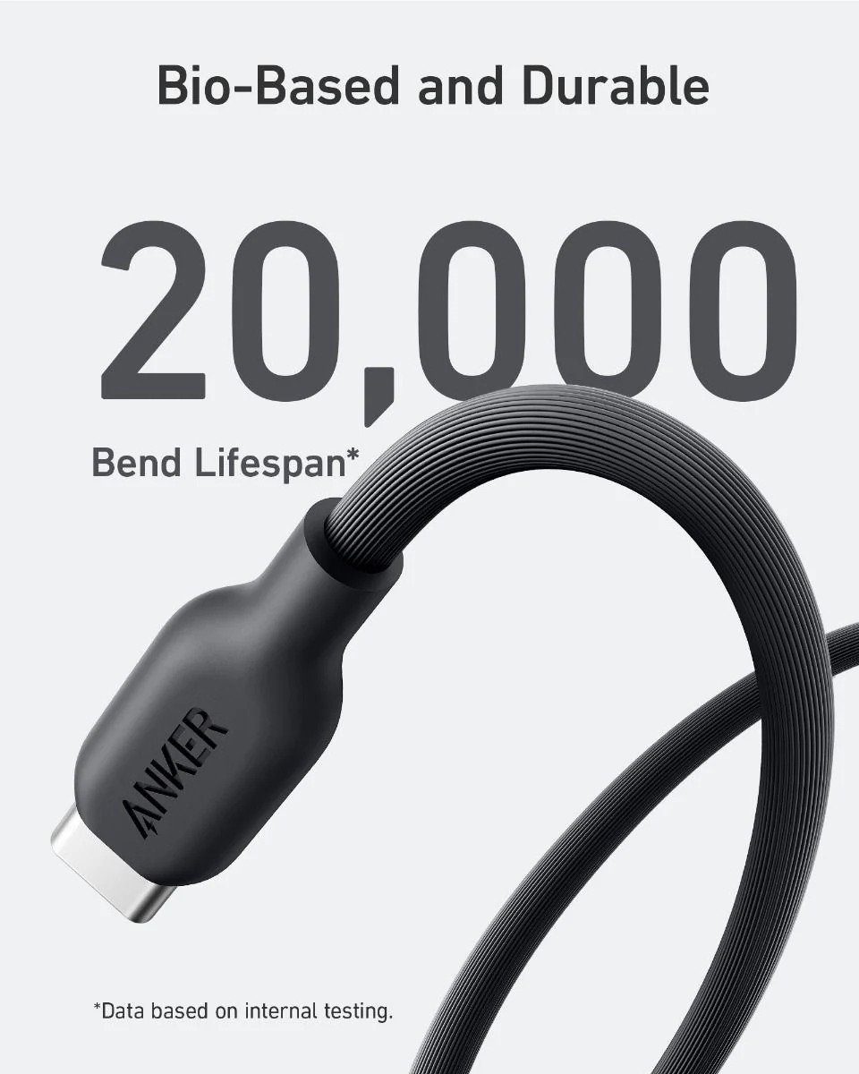Anker 542 Bio-Based USB-C to Lightning Sync & Charge Cable-1 8M- Black
