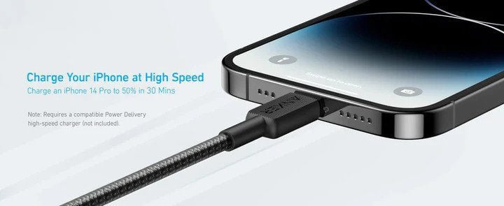 Anker 322 USB-C to Lightning Cable 1 8m Braided Black product photo