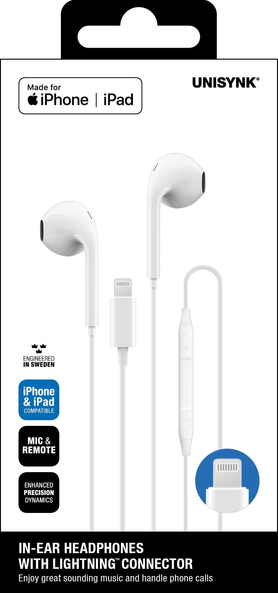Unisynk In-Ear Headphones W Lightning Connector White product photo