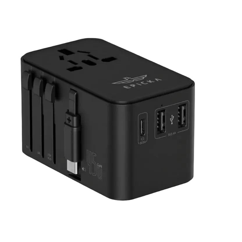 Brave Universal Travel Adapter GaN3 Fast Charger 45W with Type-C - Black