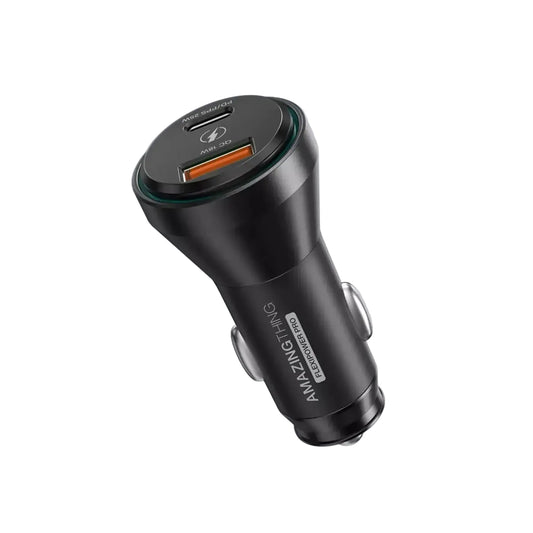 AmazingThing - FlexiPower Pro - 43W Dual Port USB-C & USB Car Adapter - Black