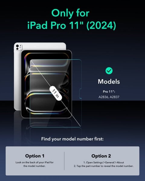 ESR iPad Pro 11 2024 Tempered-Glass Screen Protector Clear 1Pack additional product image