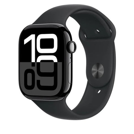 Apple Watch Series 10 GPS 46mm Jet Black Aluminium Case Black Sport Band- M L