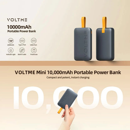 VOLTME Hypercore 10K Sling 22 5W Built-in USB-C Cable - Deep Blue power bank