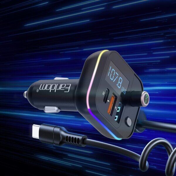 Earldom FM Transmitter ET-M87 Bluetooth USB Type-C PD 3 1A Black product photo