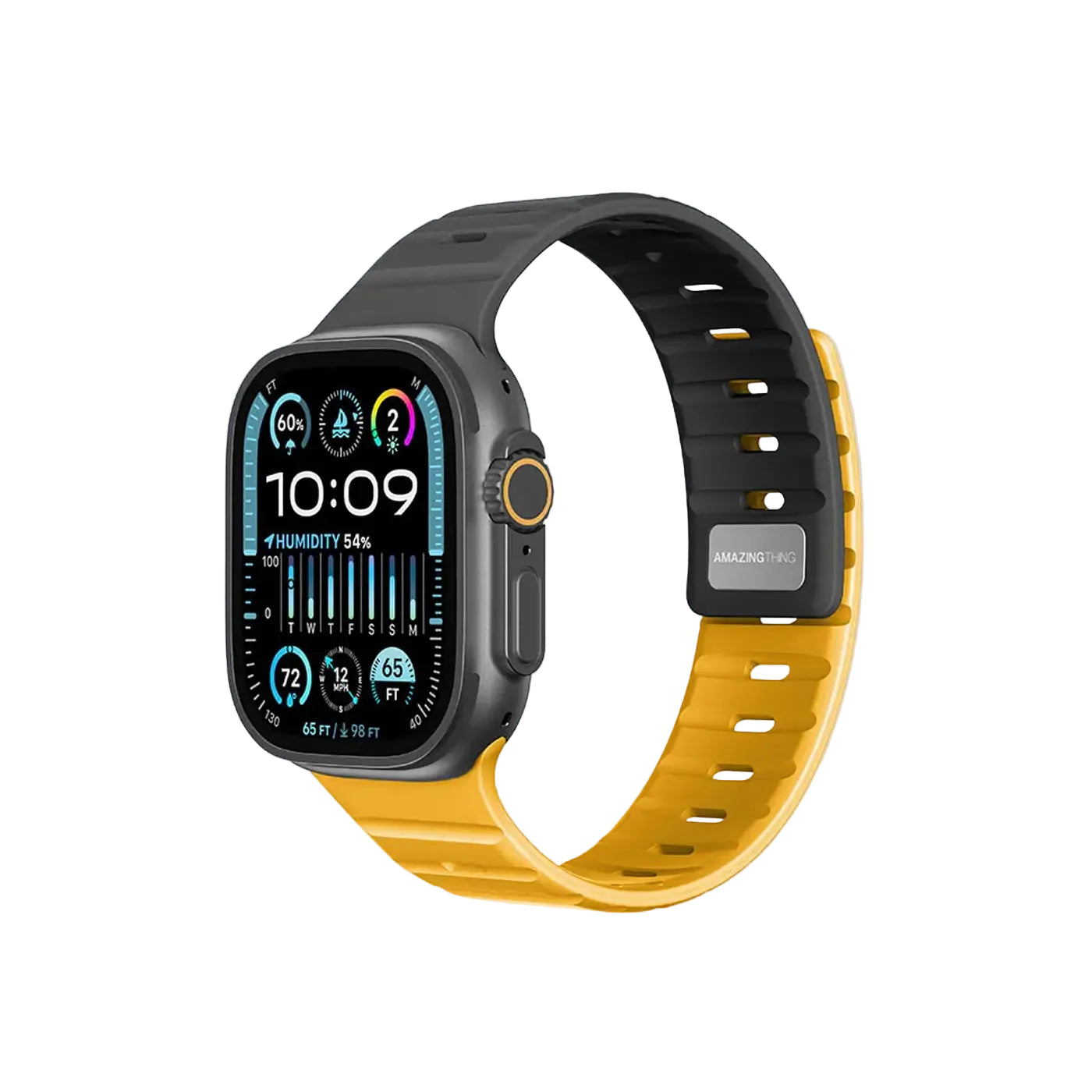 AmazingThing Omni Silqlock Watch Band Apple Watch Series 10- Black & Yellow product photo