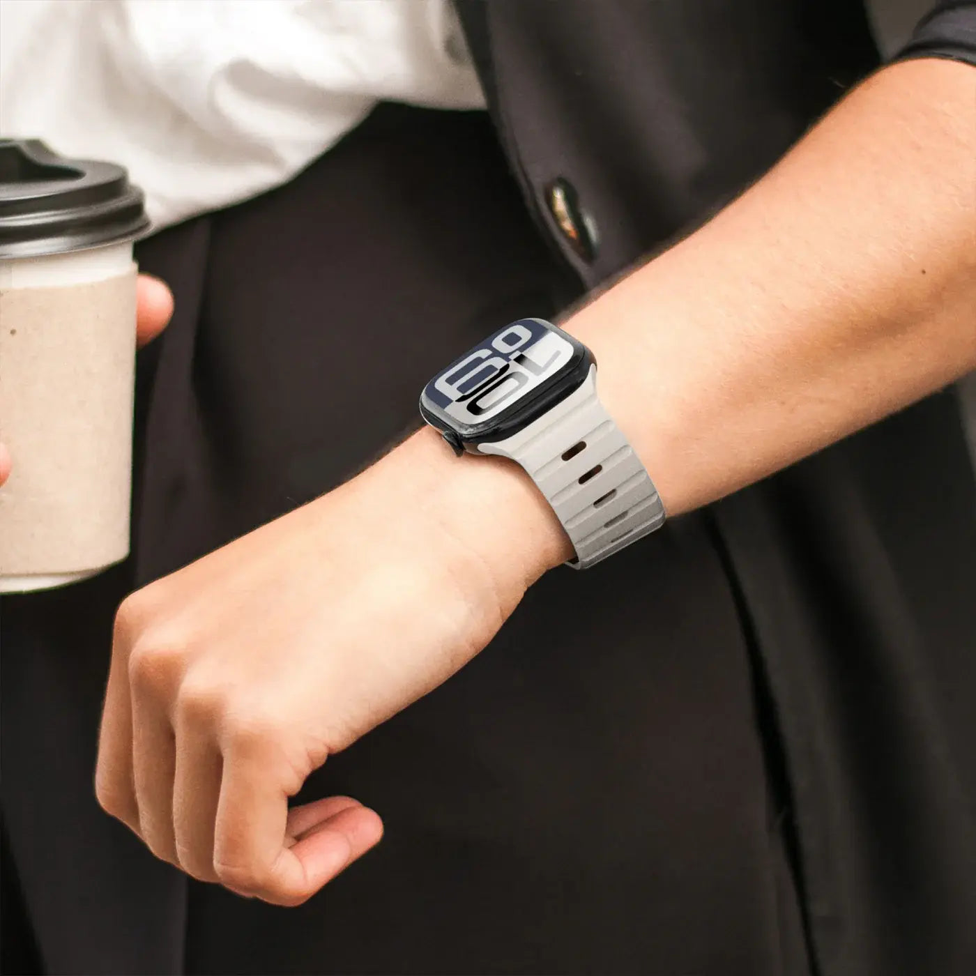 AmazingThing Apple Watch Strap 49 46 45 SilqLock-Gray Black product image