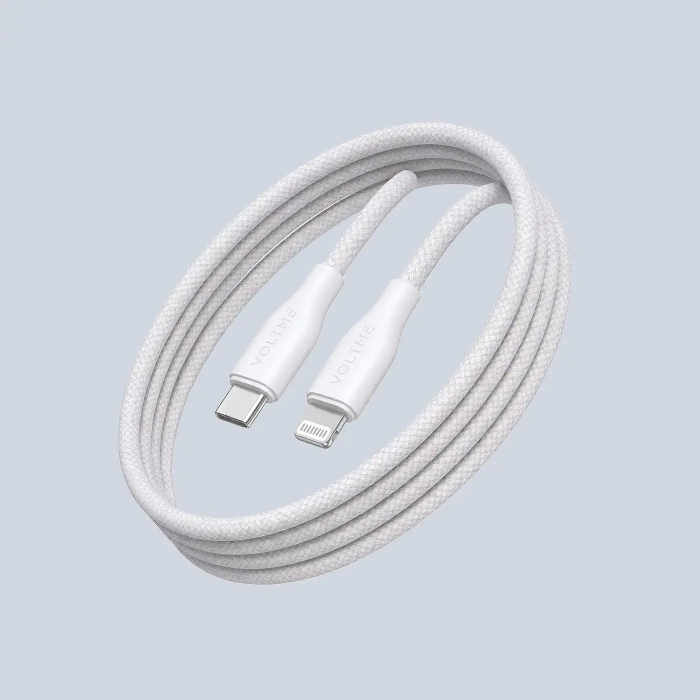 Voltme USB Type C to Lightning PowerLink Rugg Fast Charge Cable 3A 30W- White