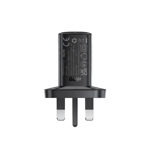 Acefast - 30W GaN USB-C Power Delivery 3-Pin UK Charging Plug - Black product photo