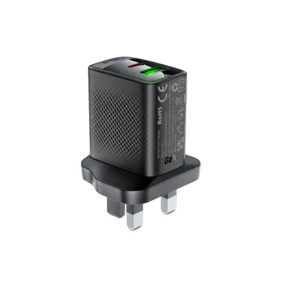 Acefast A99 30W GaN USB-C + USB-A UK Wall Charger - Black product photo