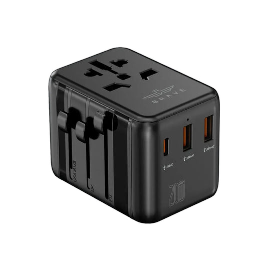 Brave 20W Fast Travel Charger GAN 3 Port + AC Adapter product photo
