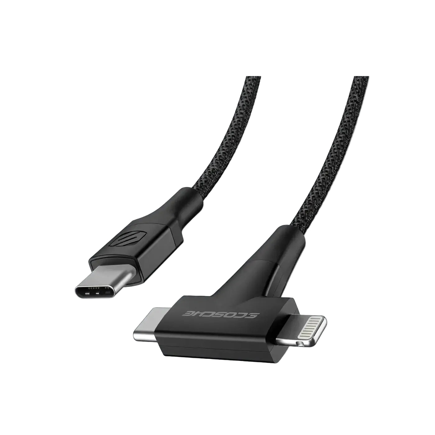 Scosche 2-in-1 USB-C to USB-C Lightning Dual Connectors -Black product photo