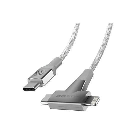 Scosche 2-in-1 USB-C to USB-C Lightning Dual Connectors -White product photo