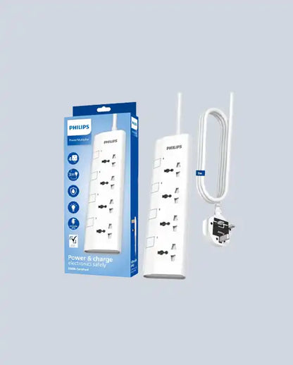 Philips 4-Way Universal Power Extension Cord 3M White product photo