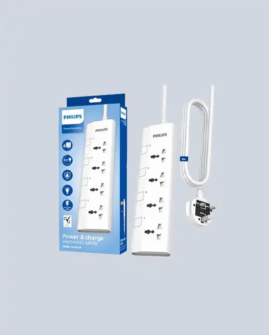 Philips 4-Way Universal Power Extension Cord 3M White product photo