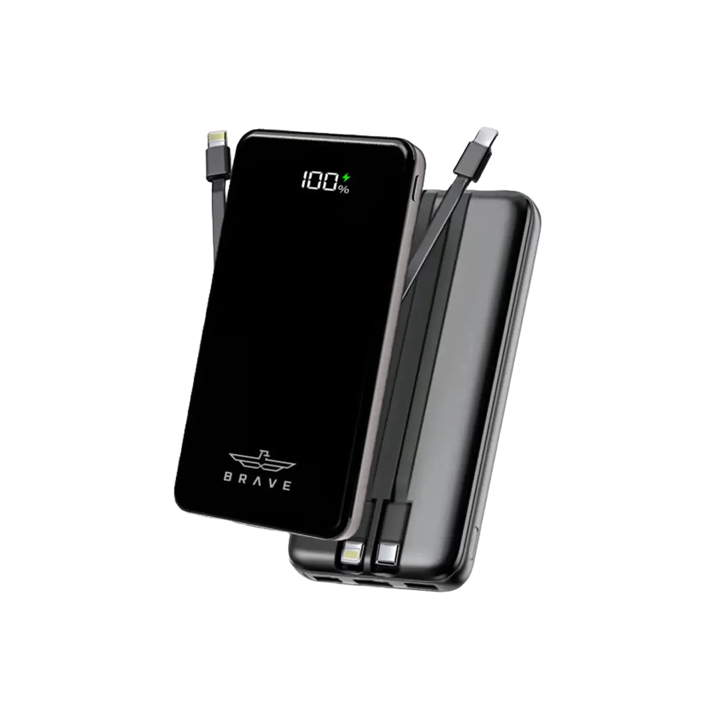 BRAVE 12000mAh Power Bank Built-in USB-C & Lightning Cables product photo