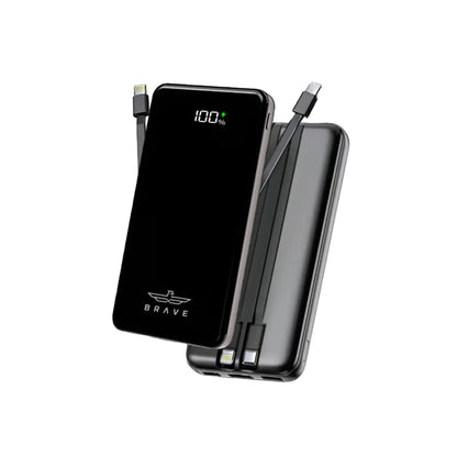 BRAVE 12000mAh Power Bank Built-in USB-C & Lightning Cables product photo