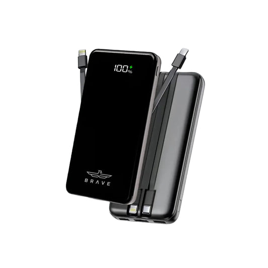 BRAVE 12000mAh Power Bank Built-in USB-C & Lightning Cables product photo